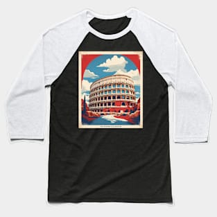 Roman Colosseum Rome Italy Vintage Tourism Travel Poster Baseball T-Shirt